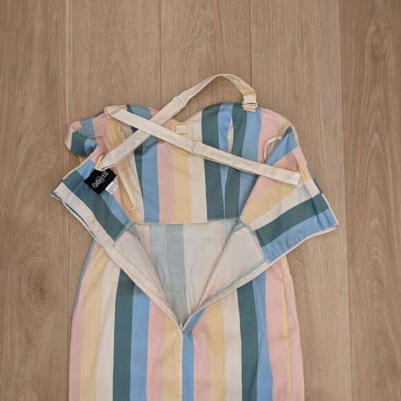 Collectif Sz S/US 6 Rainbow Stripe 50s Pinup Retro Rockabilly Pencil Dress - Picture 12 of 15